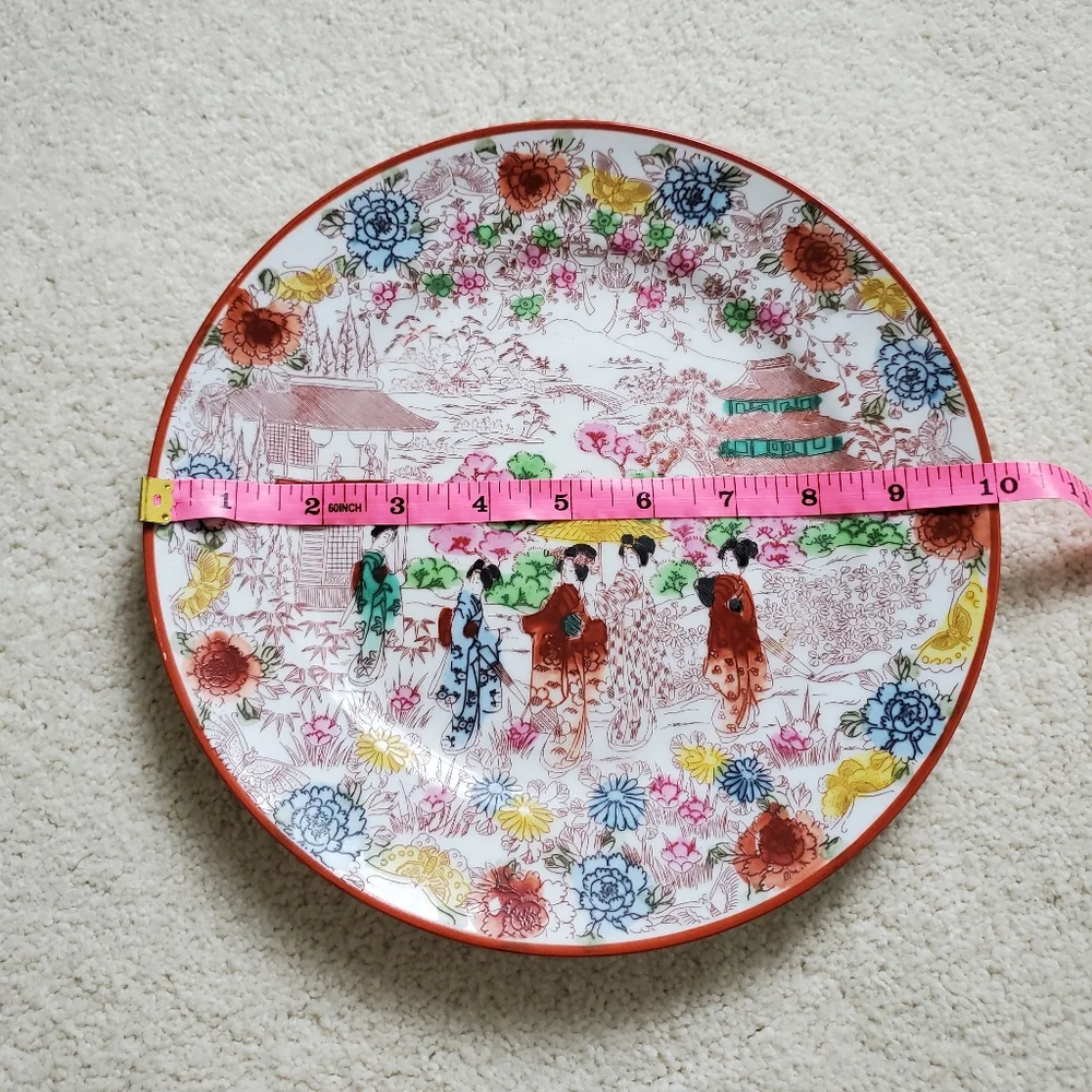 Vintage Porcelain Japan Hand Painted Stamped Plate Geisha Girls